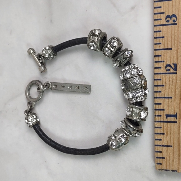 Rodrigo Otazu Swarovski Crystal Slide Charm Leather Bracelet - Picture 6 of 6